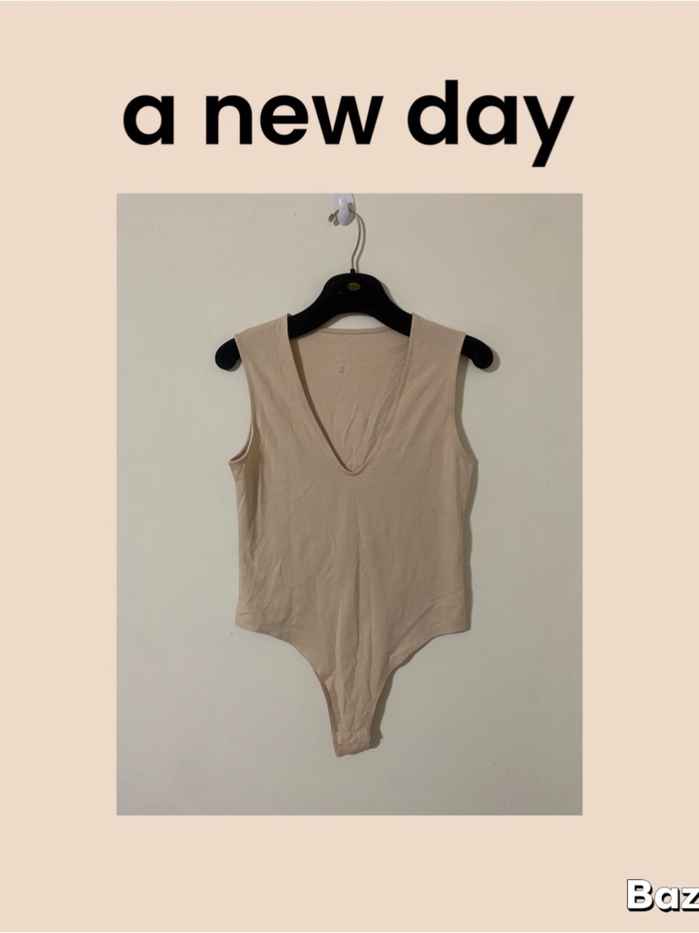 a new day Beige Sleeveless V-Neck Bodysuit Size Medium